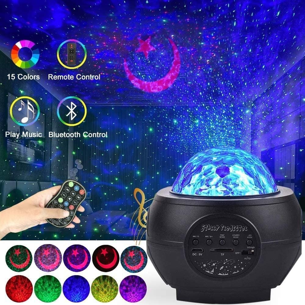 Galaxy Projector Lights Starry Night Light Moon Star Nebula Wave Projector  with Music Bluetooth Speaker RGB Color Changing Remote&Voice Control Party