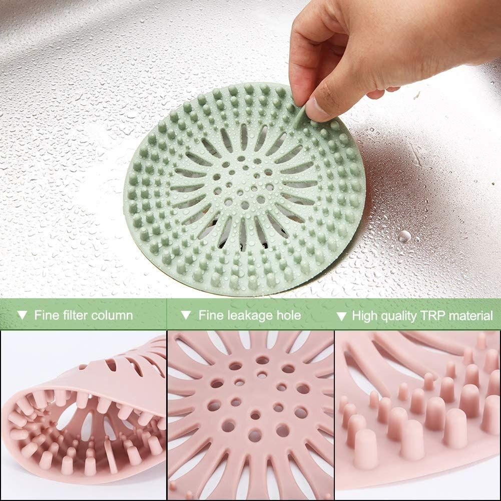 1pc Hair Drain Catcher,Square Drain Cover for Shower Silicone Sink Drain  Strainer Hair Stopper with Suction Cup,Easy to Install Suit for Bathroom, Bathtub,Kitchen (White)