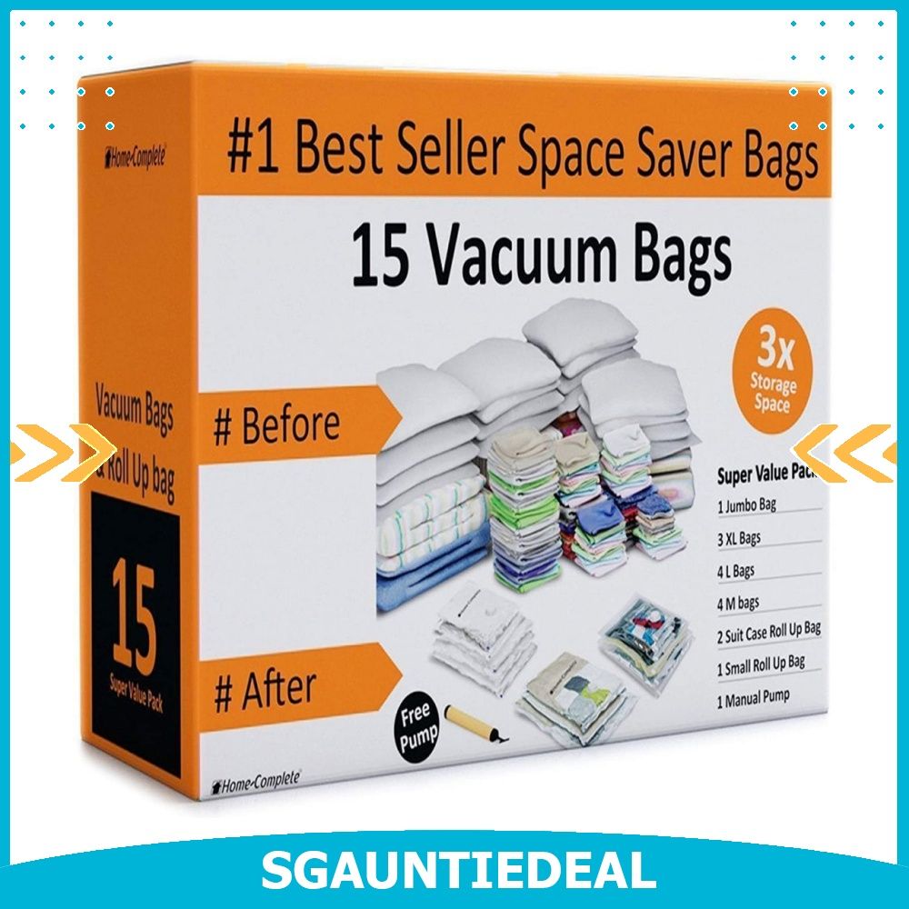 15 Compression Bags for Travel, Roll Up Space Saver Bags for Travel, Saves  80% of Storage Space for Packing & Clothes, No Pump or Vacuum Needed