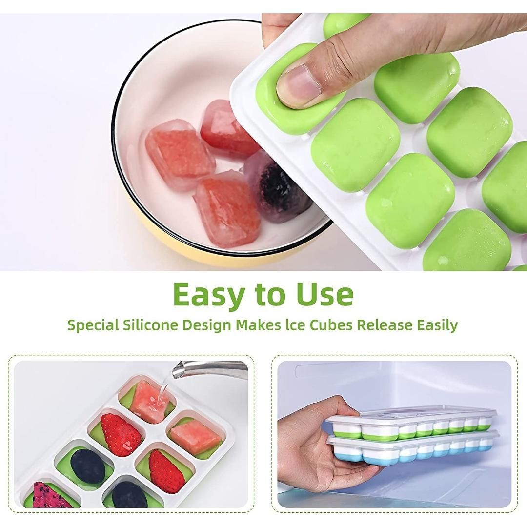 Ice Cube Trays Ice Cube Maker with Lid, Easy-Release Silicone Ice