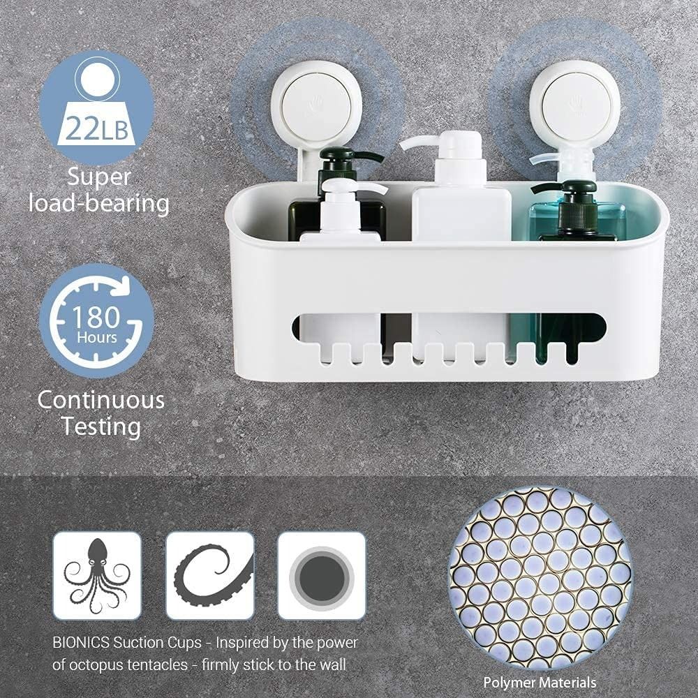 Suction Cup Shower Caddy No Drilling & Reusable Suction Cup Shelf Easy  Installation Load 10kg Waterproof Shower Storage For Tiles Shower Wall  Bathroom