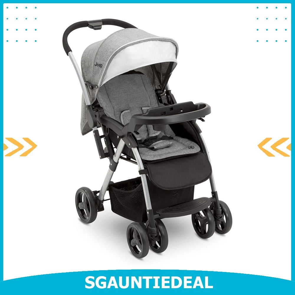 instock Jeep Unlimited Reversible Handle Stroller Grey Tweed