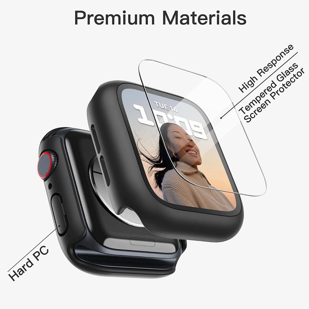 instock JETech Case with Screen Protector Compatible with Apple Watch Series 8 7 41mm Overall Protective Cover Built in Tempered Glass Film High Sensitivity 2. Women s Fashion Jewelry Organisers Acces...