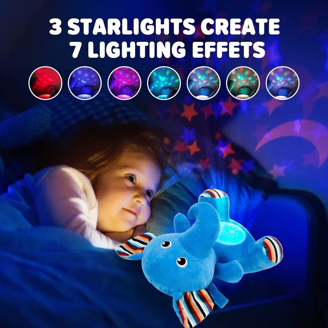 Baby Sleep Soother, Portable Music Machine & Night Light Projector  Rechargeable Baby Lullaby Plush Animal Toy, Sleep Aid for Newborns and Up