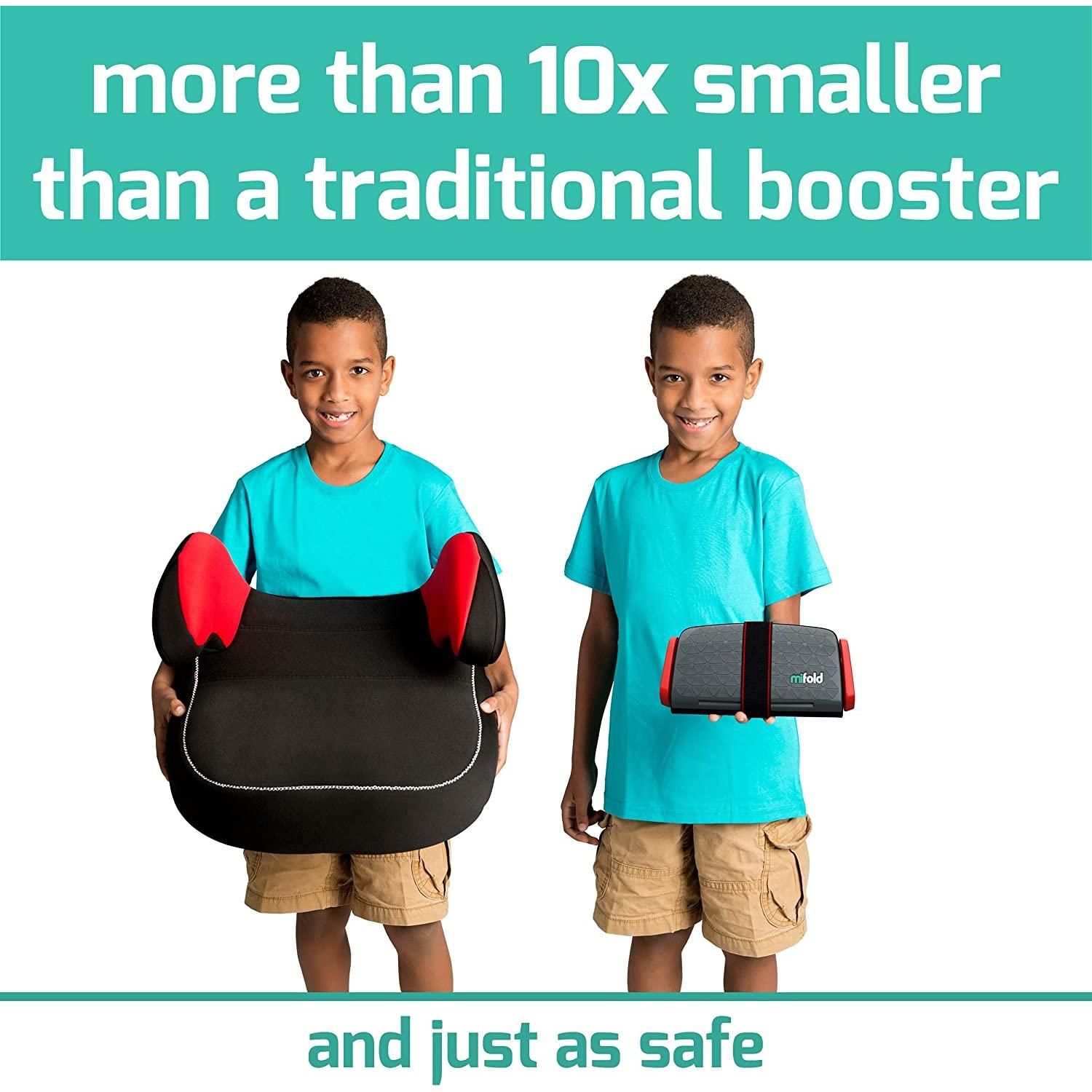 instock mifold Grab and Go Car Booster Seat Slate Grey Babies