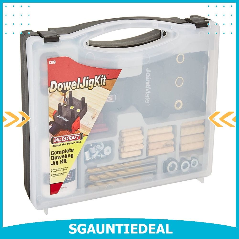 instock Milescraft 1309 DowelJigKit Complete Doweling Kit with Dowel Pins and Bits