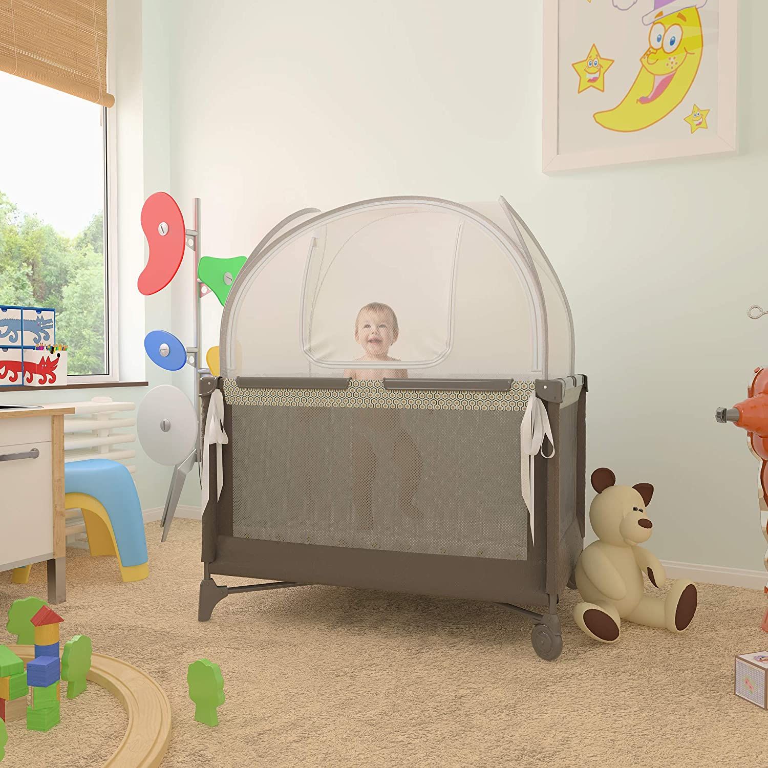 instock Nahbou Baby Better is Possible Baby Crib Tent PacknPlay Net Cover Crib Tent to Keep Baby from Climbing Out Safety Tent to Keep Cats Out.Popup Crib Net Cover Protects Against Mosquito Bites Tod...