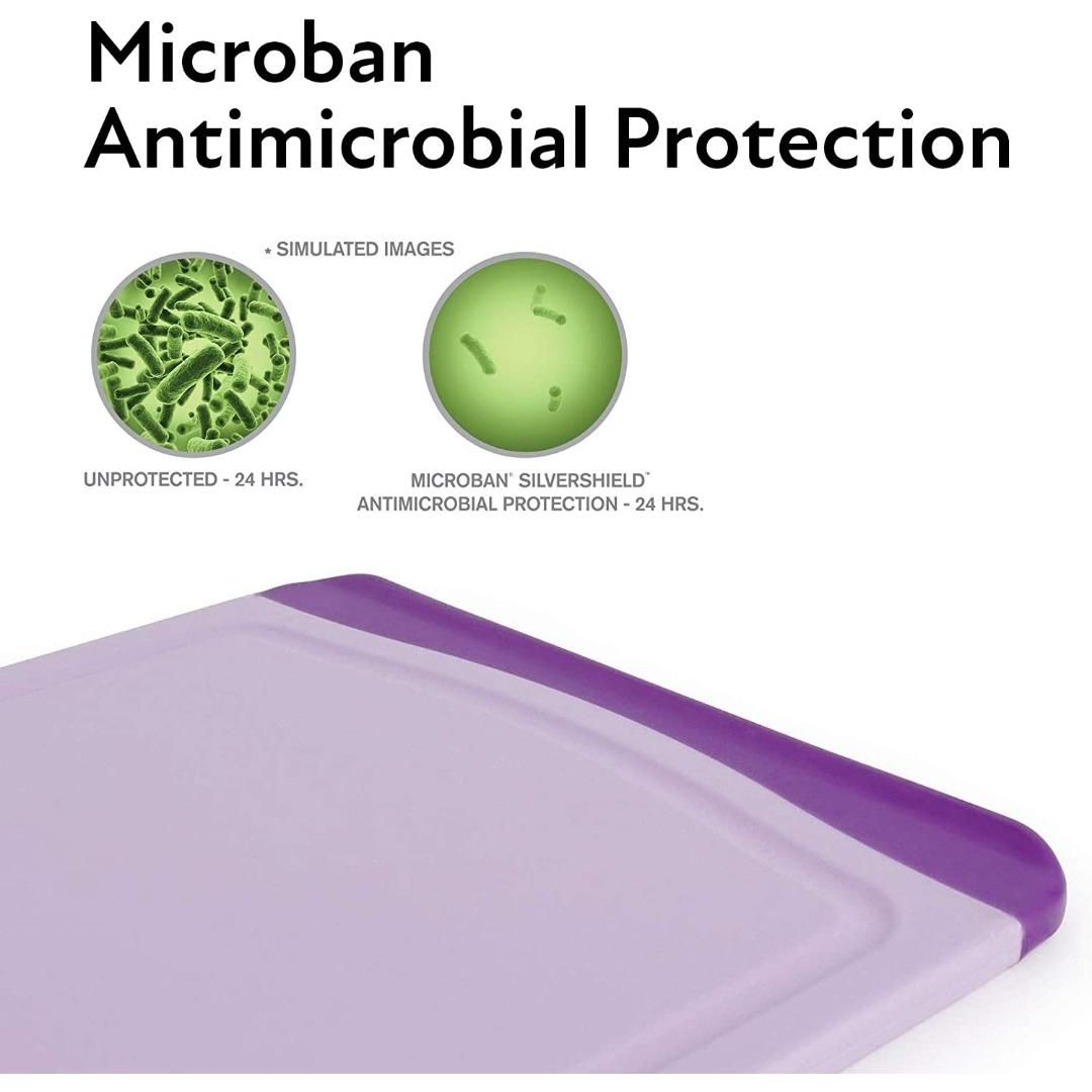 Neoflam 2 Piece Plastic Cutting Board Set in White and Green - BPA Free, Non Slip, Dishwasher Safe, Microban Antimicrobial Protection