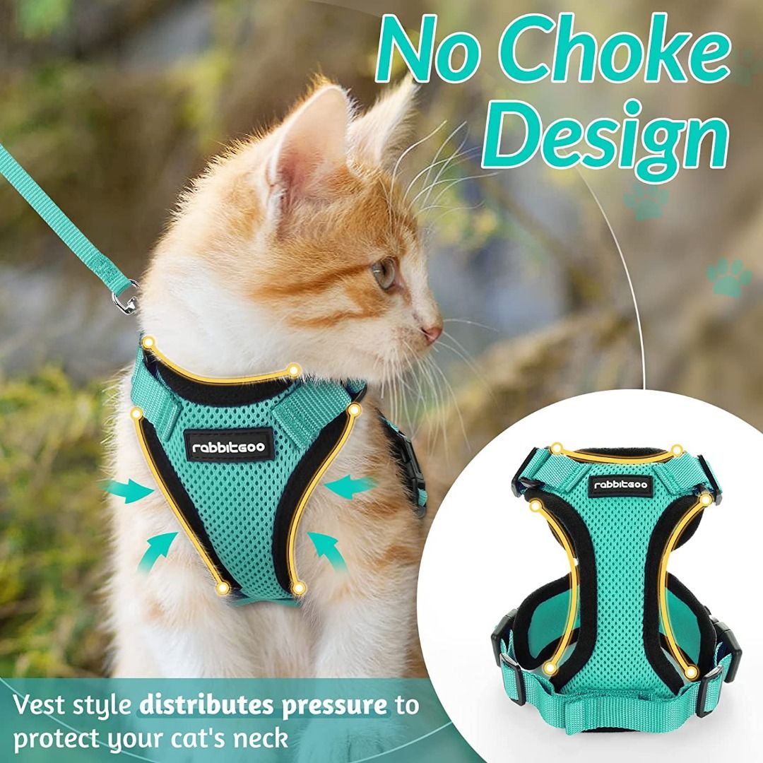  Cat Universal Harness with Leash - Escape Proof - Adjustable  Reflective Step in Dog Harness for Small / Medium Dogs - Soft Mesh Comfort  Fit No Pull No Choke (X-Small