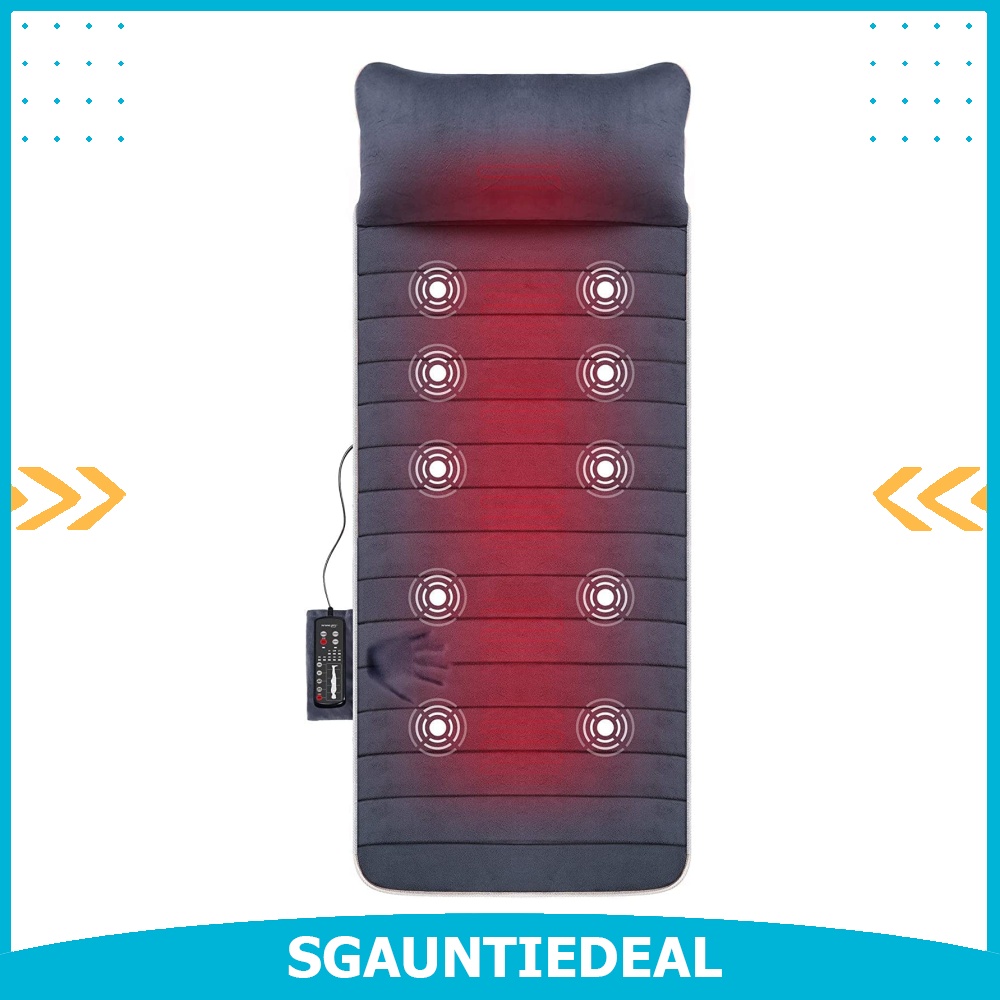 Snailax Massage Mat with 10 Vibrating Motors and 4 Therapy Heating pad Full  Body Massager Cushion for Relieving Back Lumbar Leg