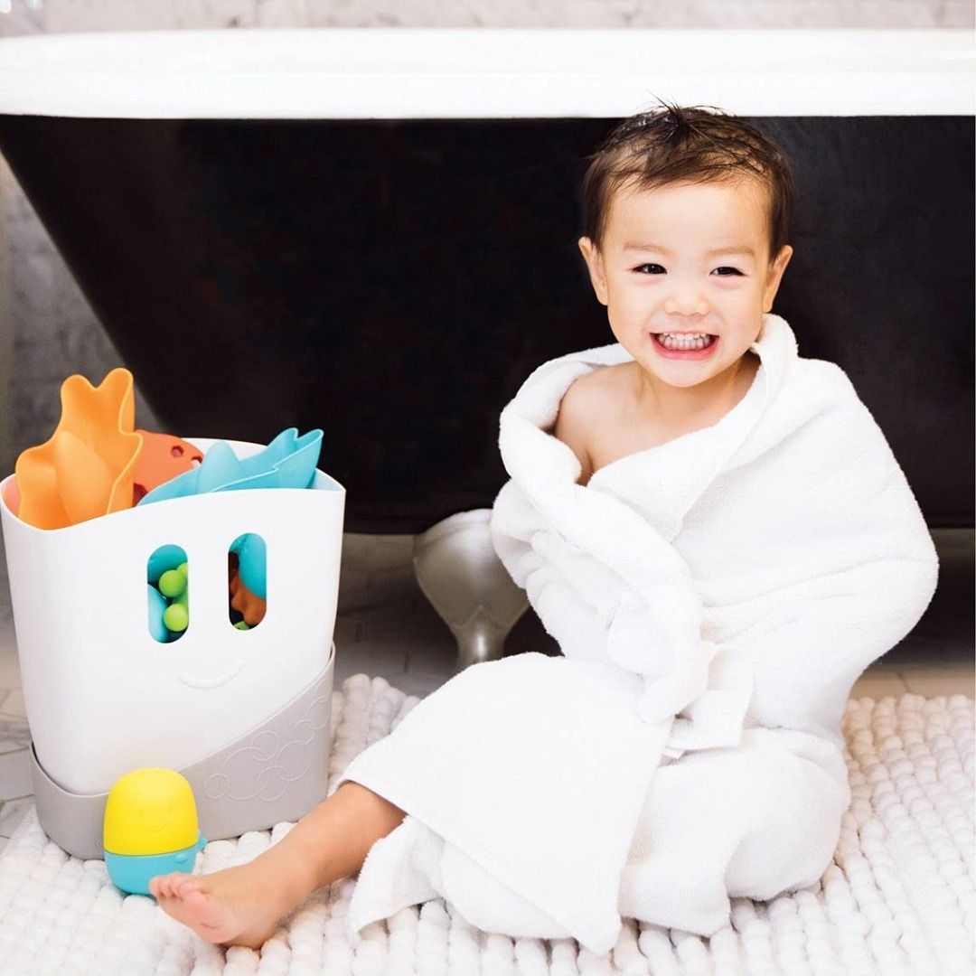 Bath Toy Storage - 2 Piece Baby Bathtub Toy Holder with Removable Base for  Draining - Drying Kids Bucket Caddy Bathroom Shower Toy Organizer for Baby