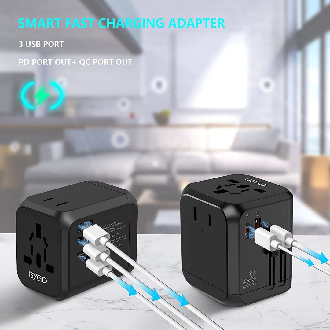 Universal Travel Adapter, LENCENT All in One International Power Adapter  Charger with Dual USB Charger Ports for UK Europe Australia China over 200+