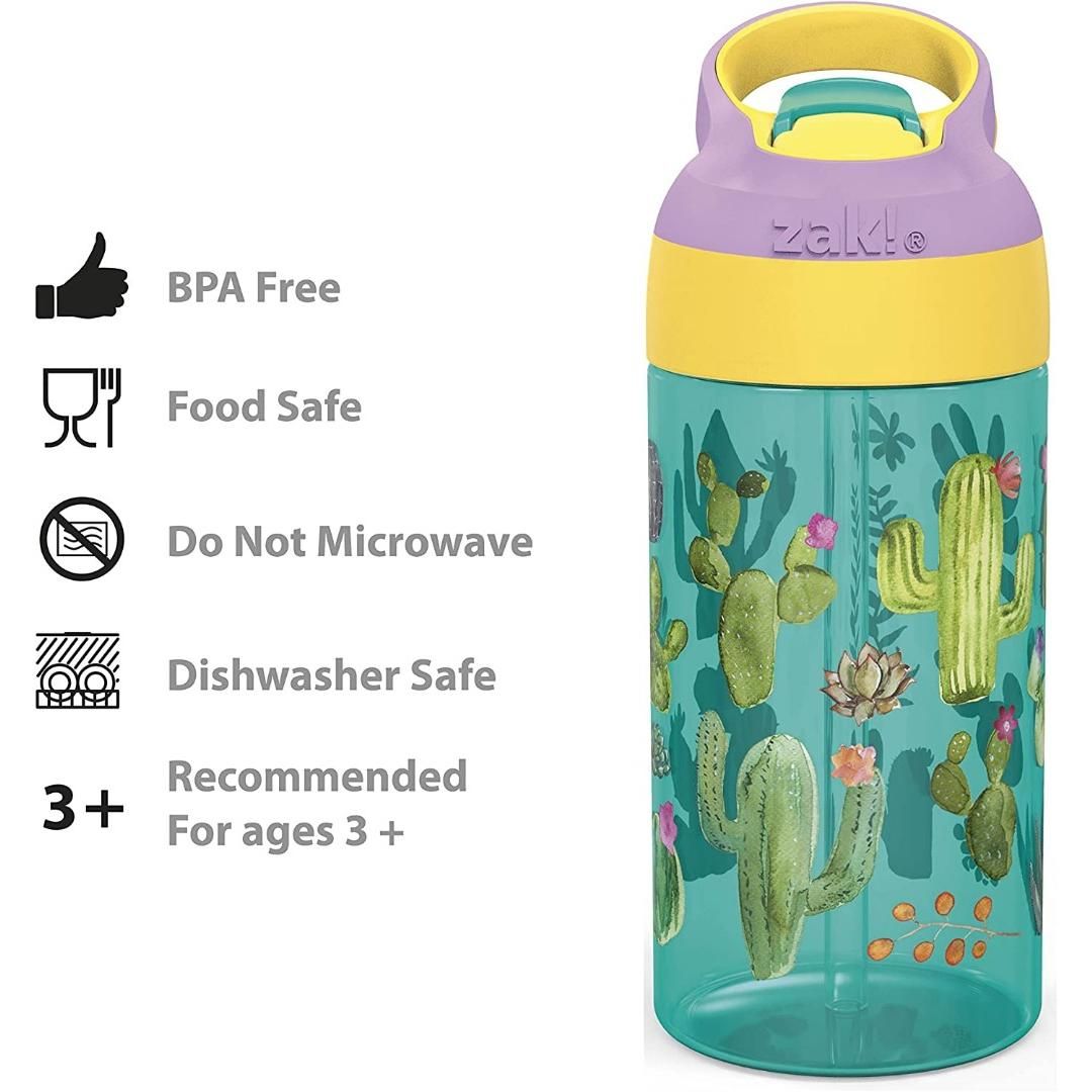 Zak Designs 16oz Riverside Kids Water Bottle with Spout Cover and Built-in Carrying Loop, Made of Durable Plastic, Leak-Proof Water Bottle Design