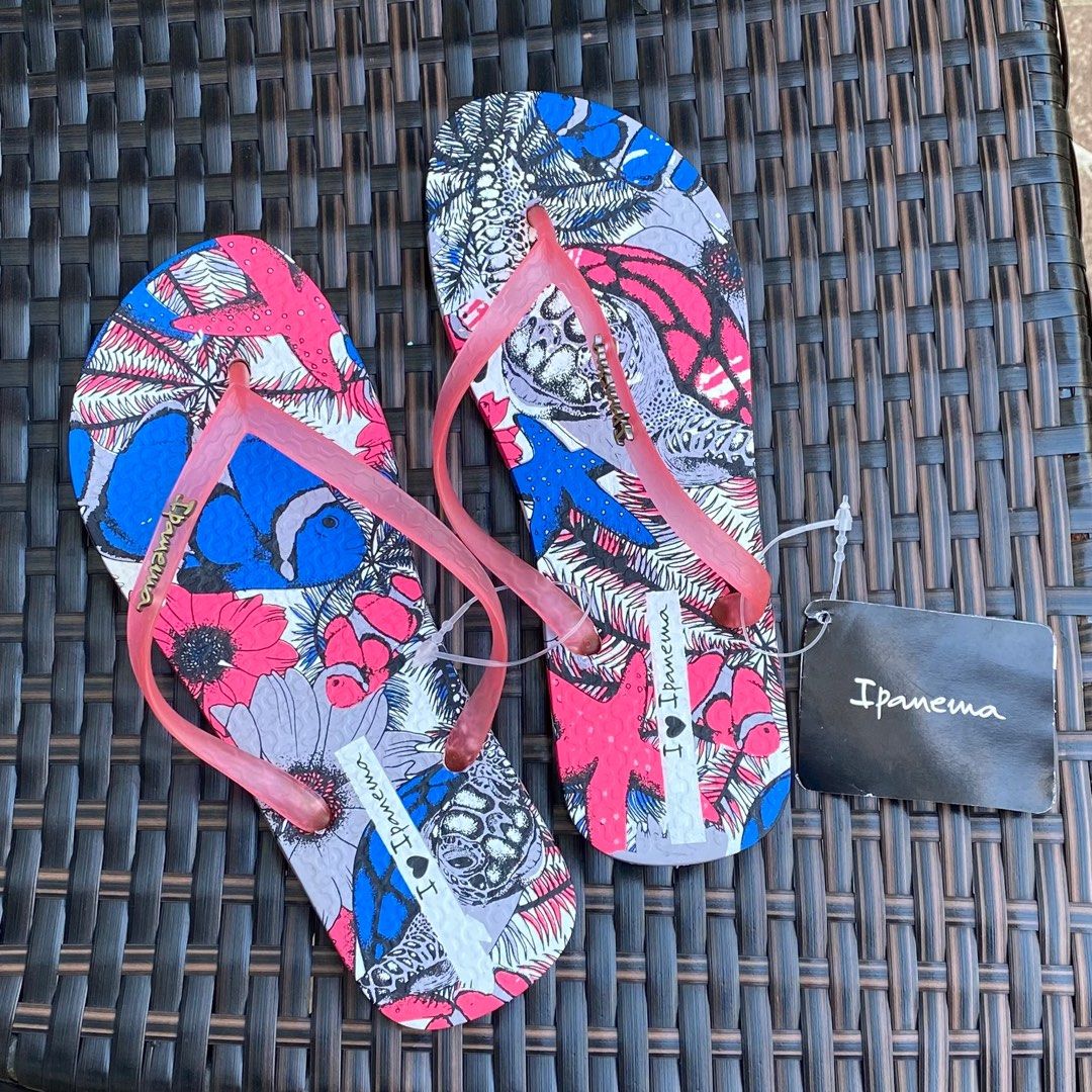 Ipanema Pink Black Floral Transparent Slippers