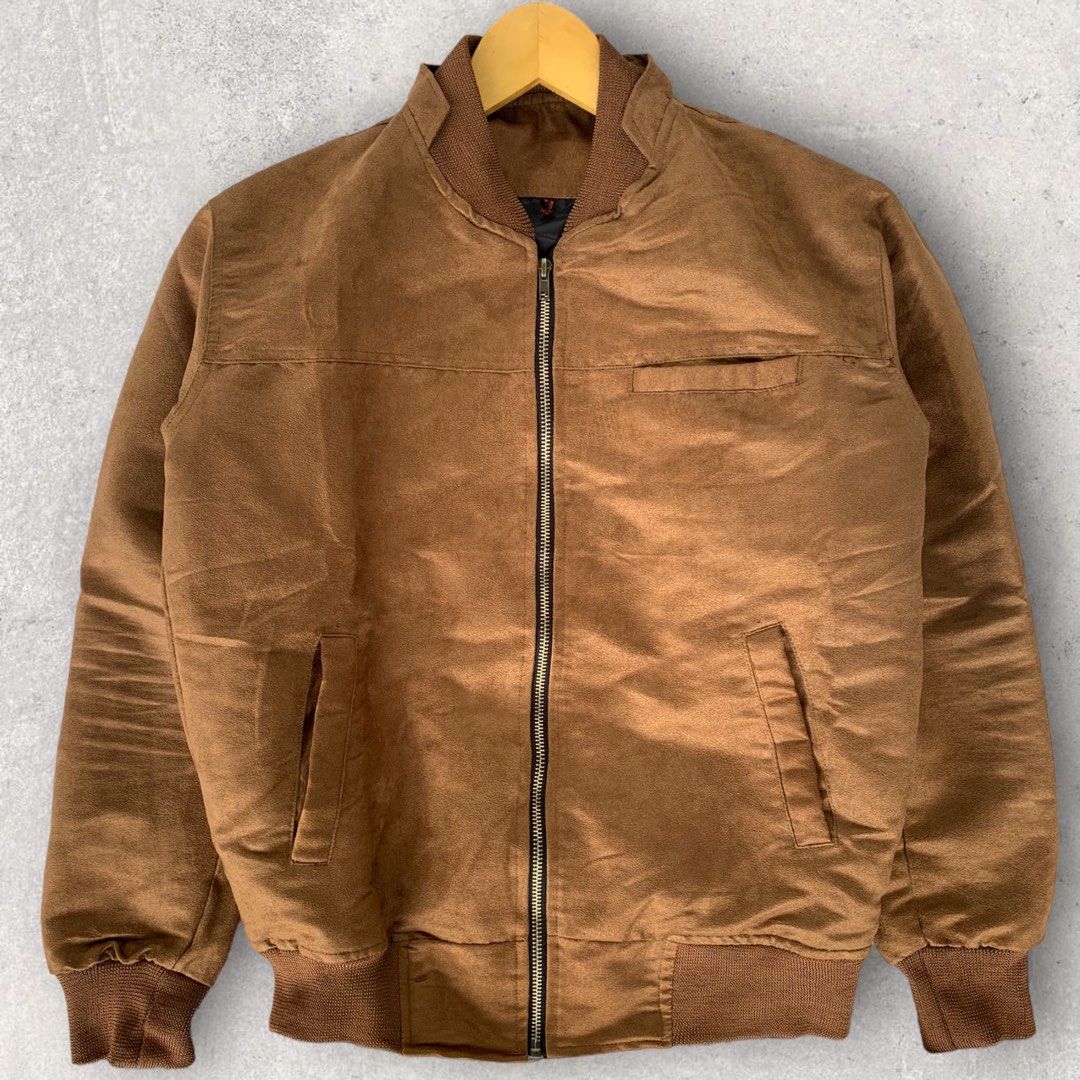 Jaket Suede Leather Varsity Bomber Vintage Polos Not Detroit Carhartt Fesyen Pria Pakaian 