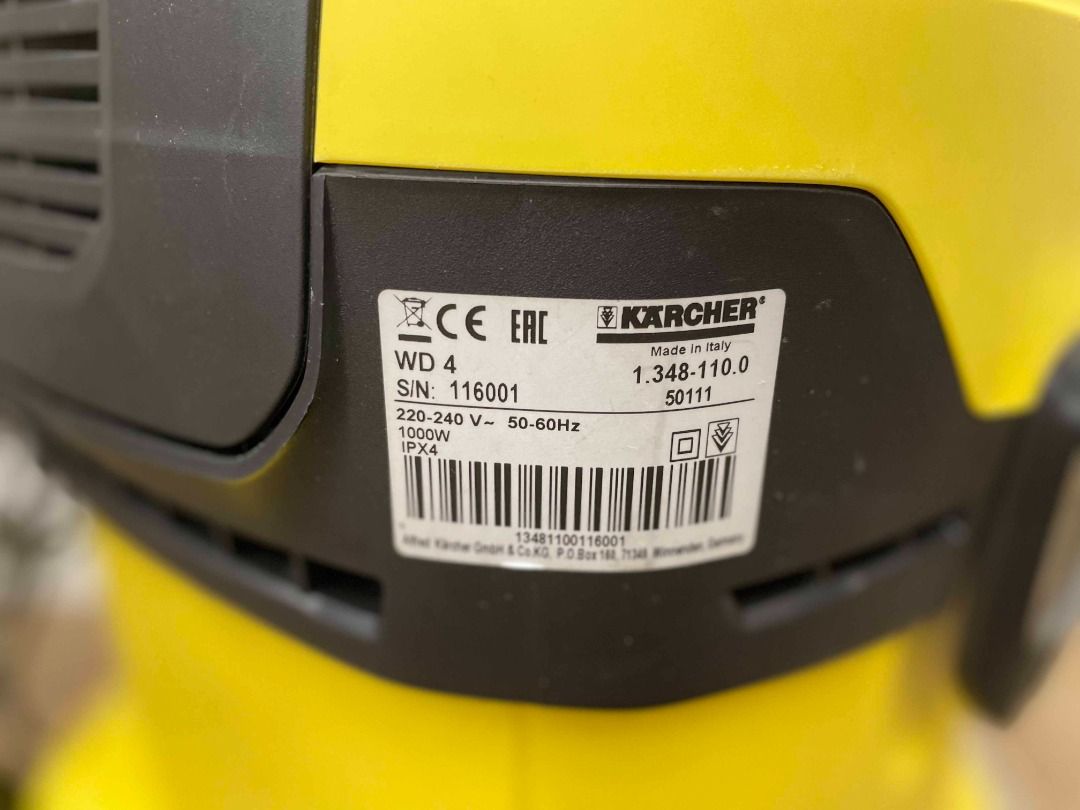 KARCHER WET AND DRY VACUUM CLEANER WD 4 V20/5/22, TV & Home Appliances