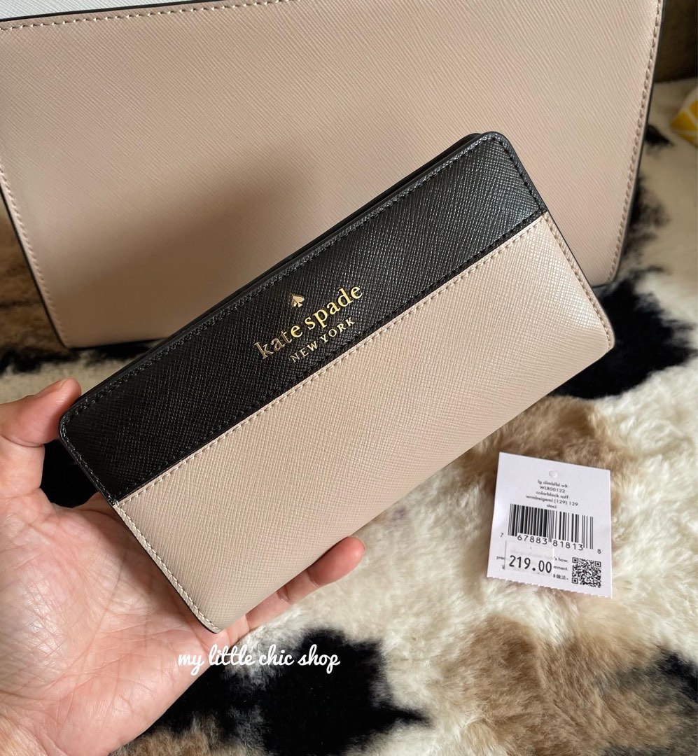 kate spade large slim bifold wallet warm beige multi Women s