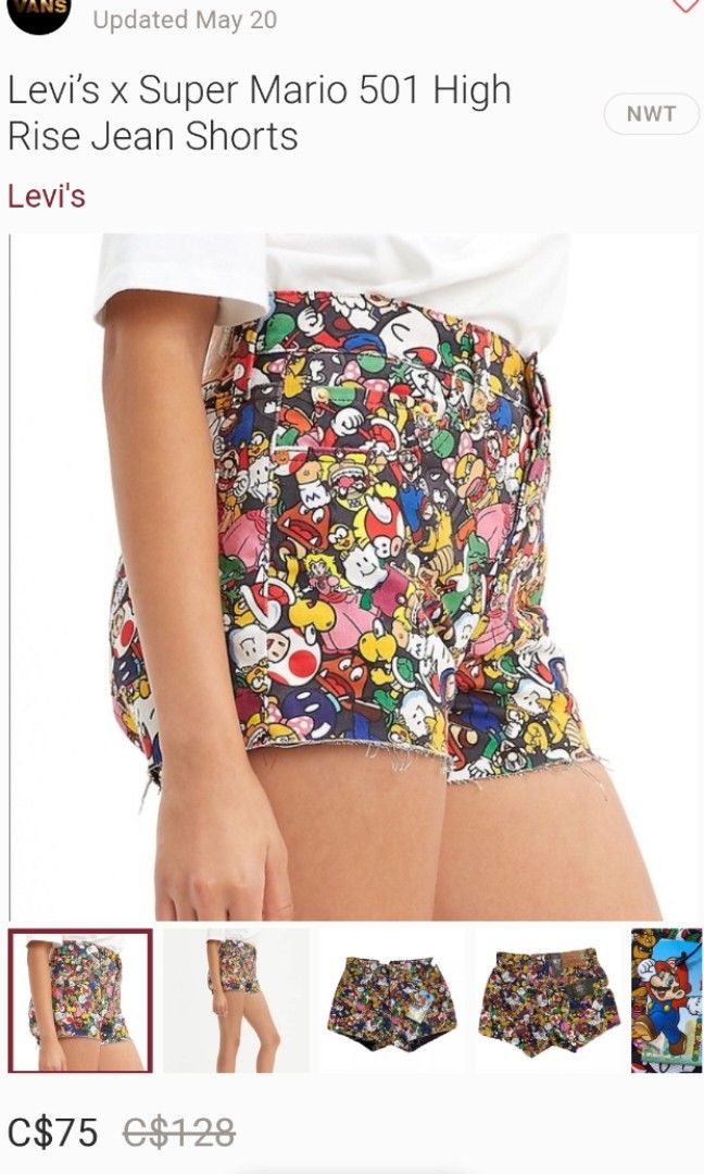 Levi's x Super Mario 501 high rise shorts, Women's Fashion, Bottoms, Shorts  on Carousell