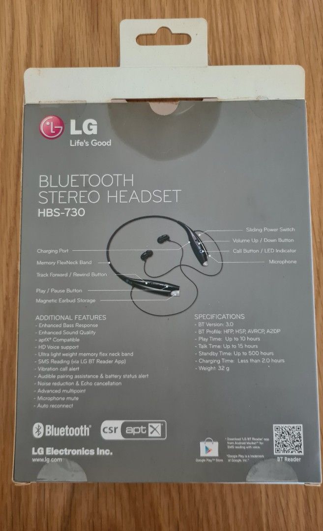LG Bluetooth stereo headset HBS730, Audio, Headphones & Headsets on