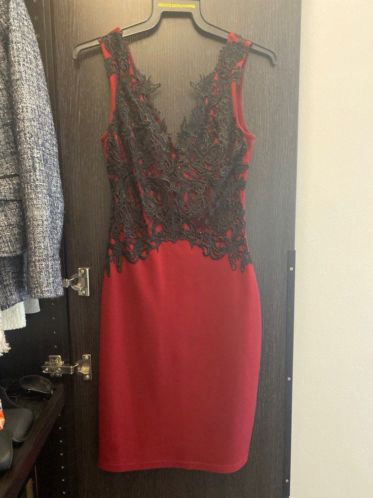 Lipsy Burgundy Lace Dress