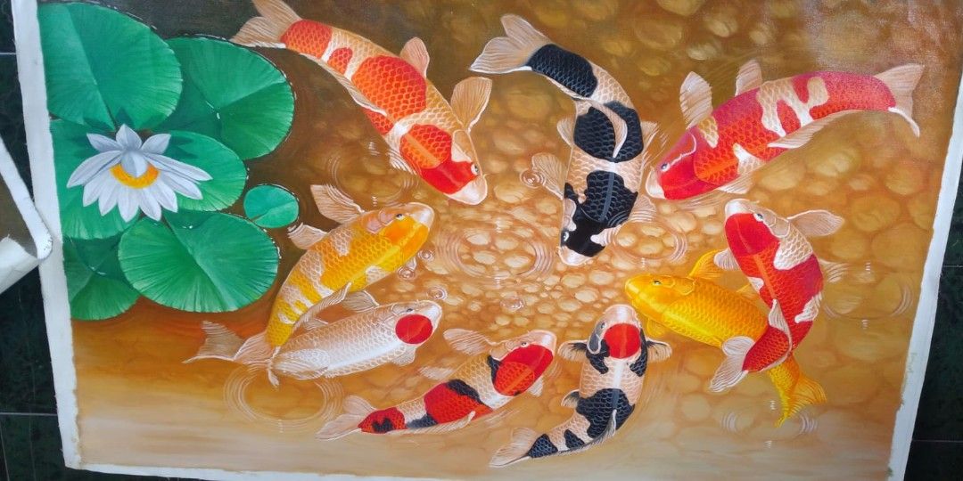 Lukisan Ikan Koi Desain And Kerajinan Tangan Karya Seni Di Carousell