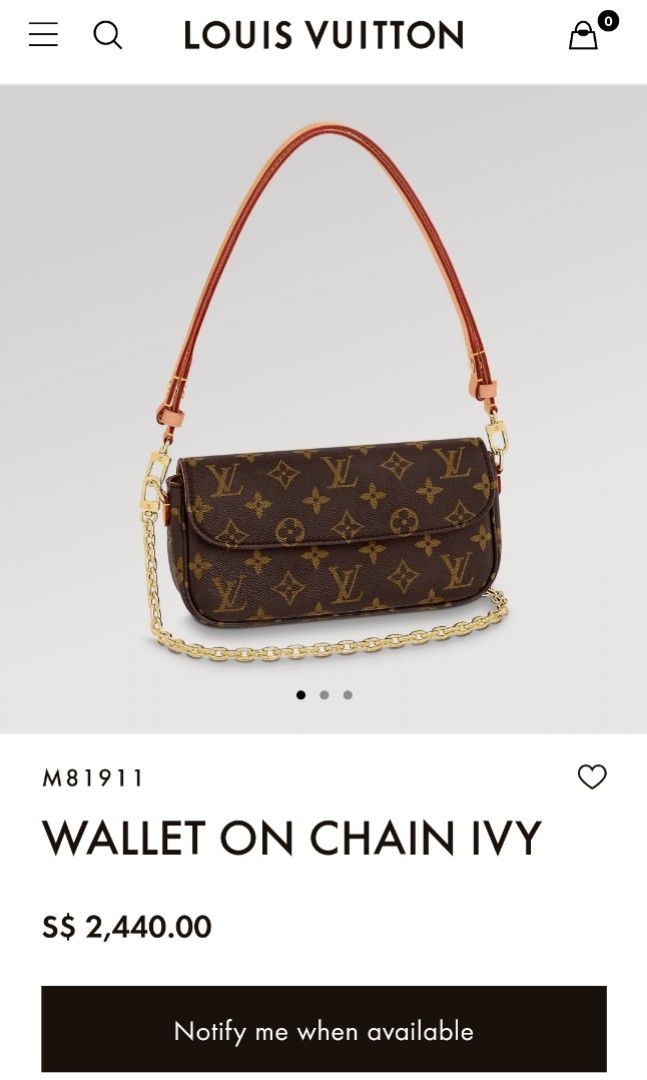 LV Louis Vuitton Wallet on Chain Ivy WOC, Luxury, Bags & Wallets on ...