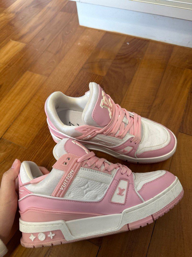 lv trainer sneaker pink