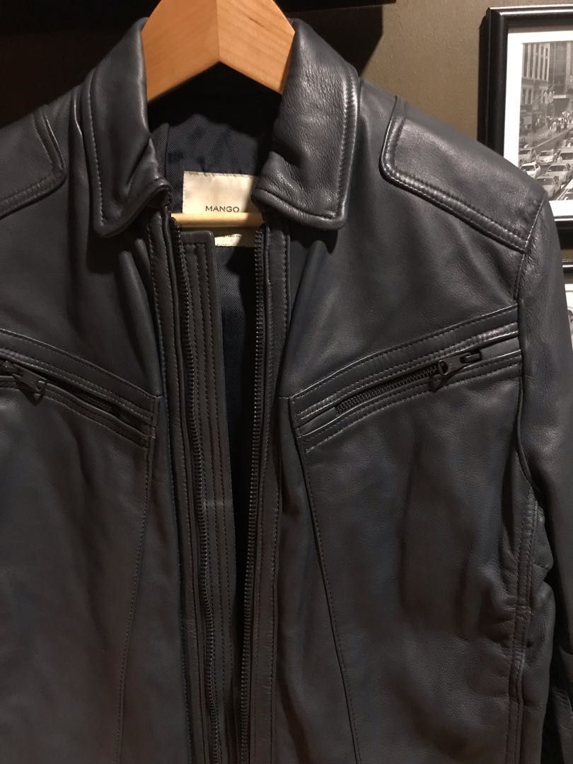 Mango leather jacket top mens