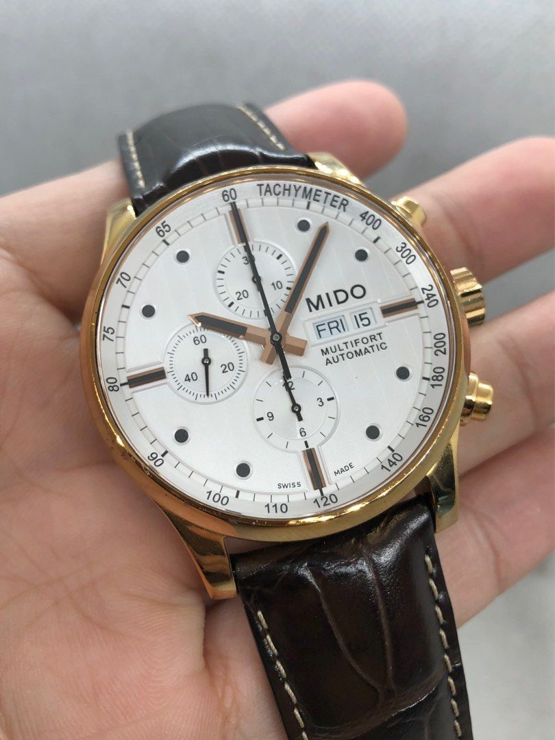 Mido Commander II 44mm Rose Gold Automatic Chronograph Luxury
