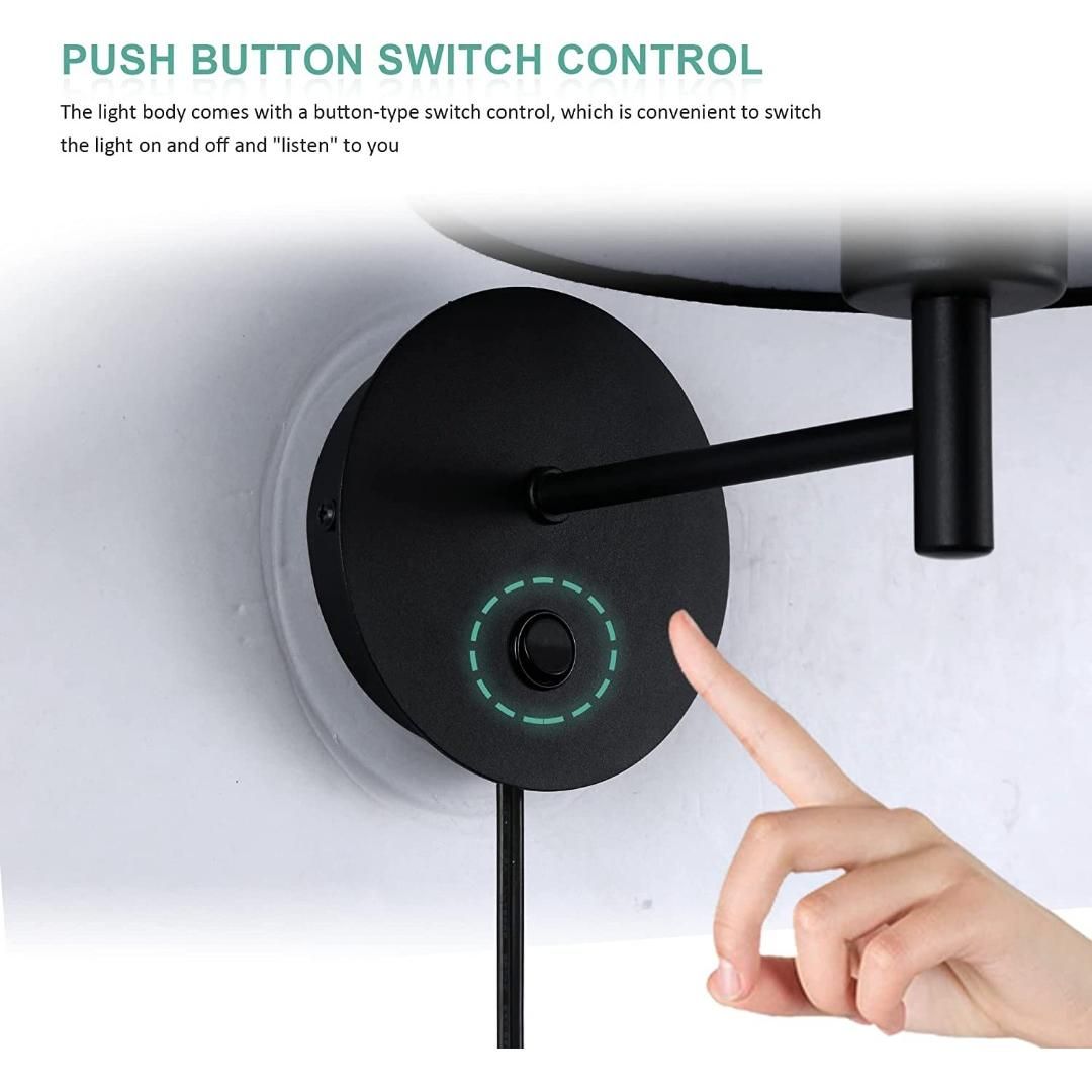 Wall sconce with push online button switch