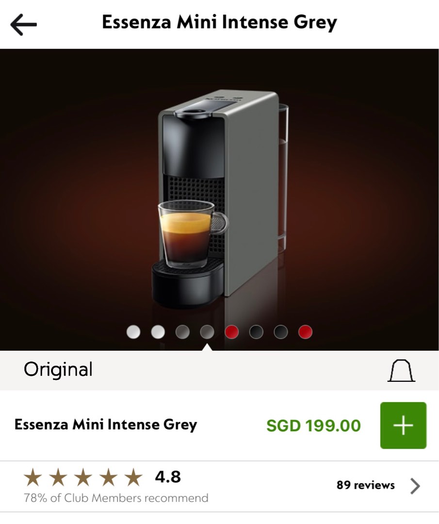 Nespresso Essenza Mini Coffee Machine Intense Grey, TV & Home