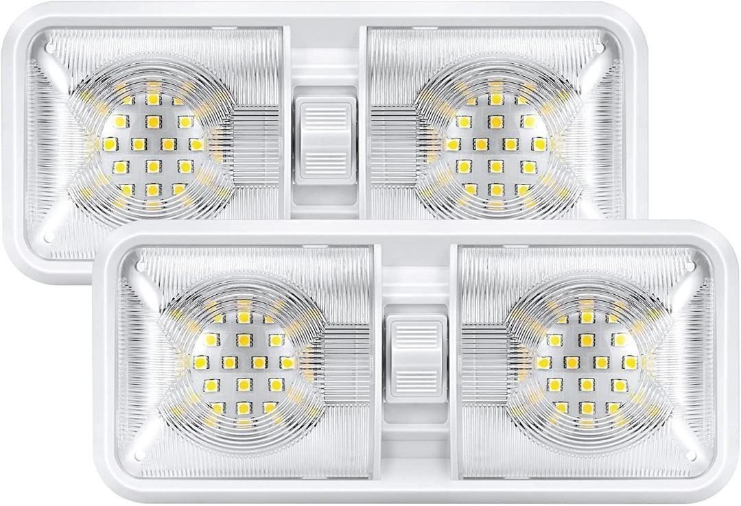 New Arrival! Kohree 12V Led 640 Lumens RV Ceiling Double Dome Light RV  Interior Lighting for Trailer Camper with ON/OFF Switch, Natural White  4000-4500K, 48X5050SMD (Pack of 2), Furniture & Home Living