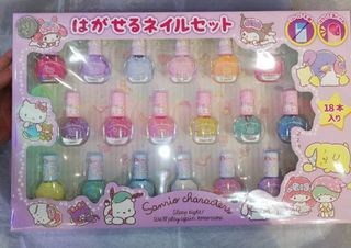 N/S Original Sanrio 2022 Hello Kitty and friends Characters Water Soluble Nail Polish 18 Set for Kids