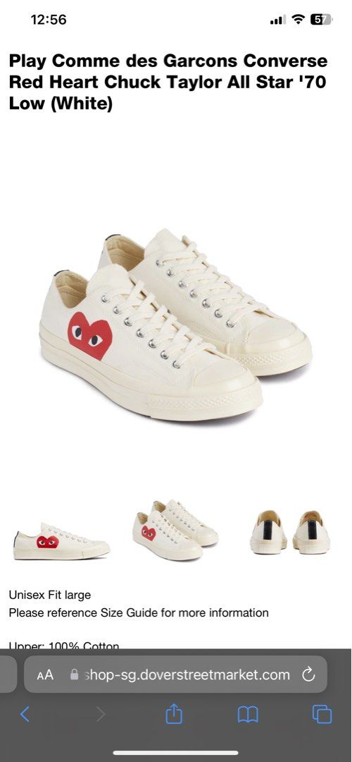 Play CDG Converse red heart chuck taylor all star 70 low white