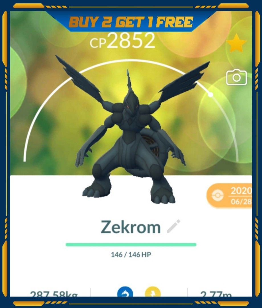 Shiny Zekrom Level 40 2nd move pokemon trade go pgkg