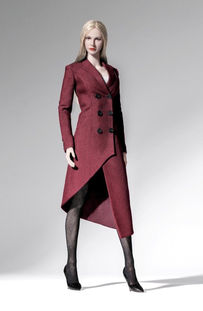 POP COSTUME X38 1 6 Spring New Women POPYOYS Trench Coat X38A BLACK X38B BLUE X38C RED