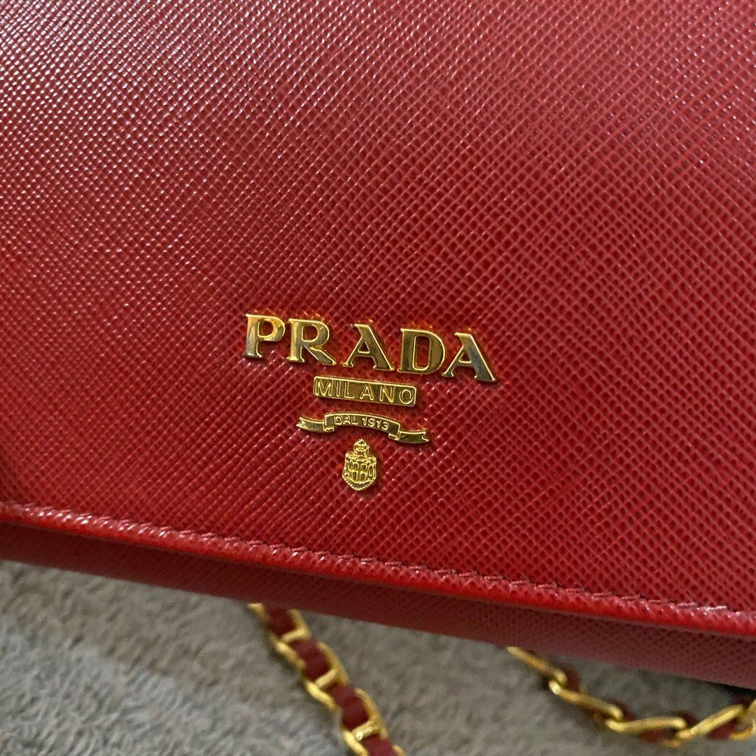 Shop PRADA Brushed leather card holder with shoulder strap  (1MR029_ZO6_F0002) by melania