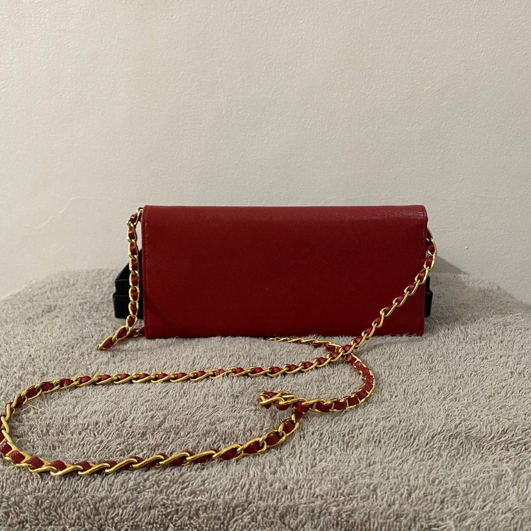 Pre-order Prada Saffiano Wallet On Chain Red WOC Crossbody, Luxury