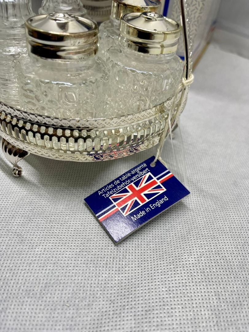 Queen Anne 6 Piece Round Cruet Set/condiment set, Furniture & Home