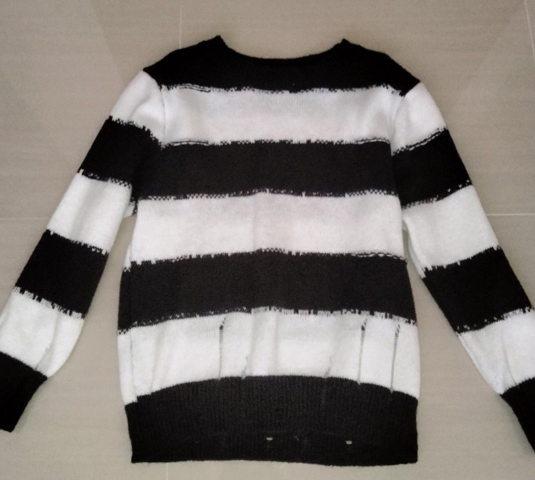 Frayed discount striped sweater