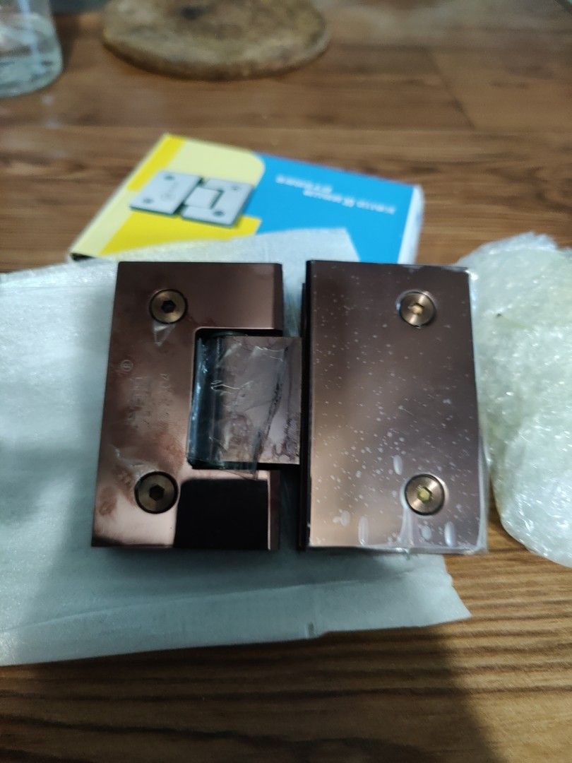 Rose Gold 180 Glass Door Hinge, Furniture & Home Living, Bathroom