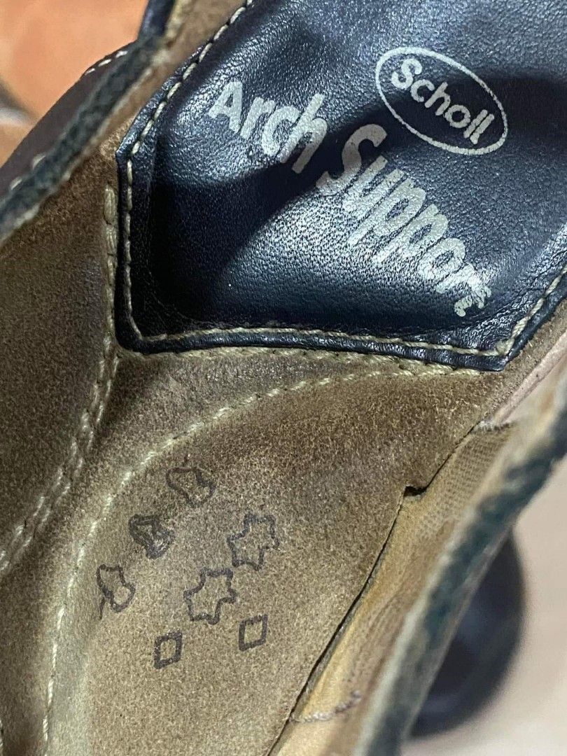 Scholl original arch support sling back leather wedges sandal, Fesyen