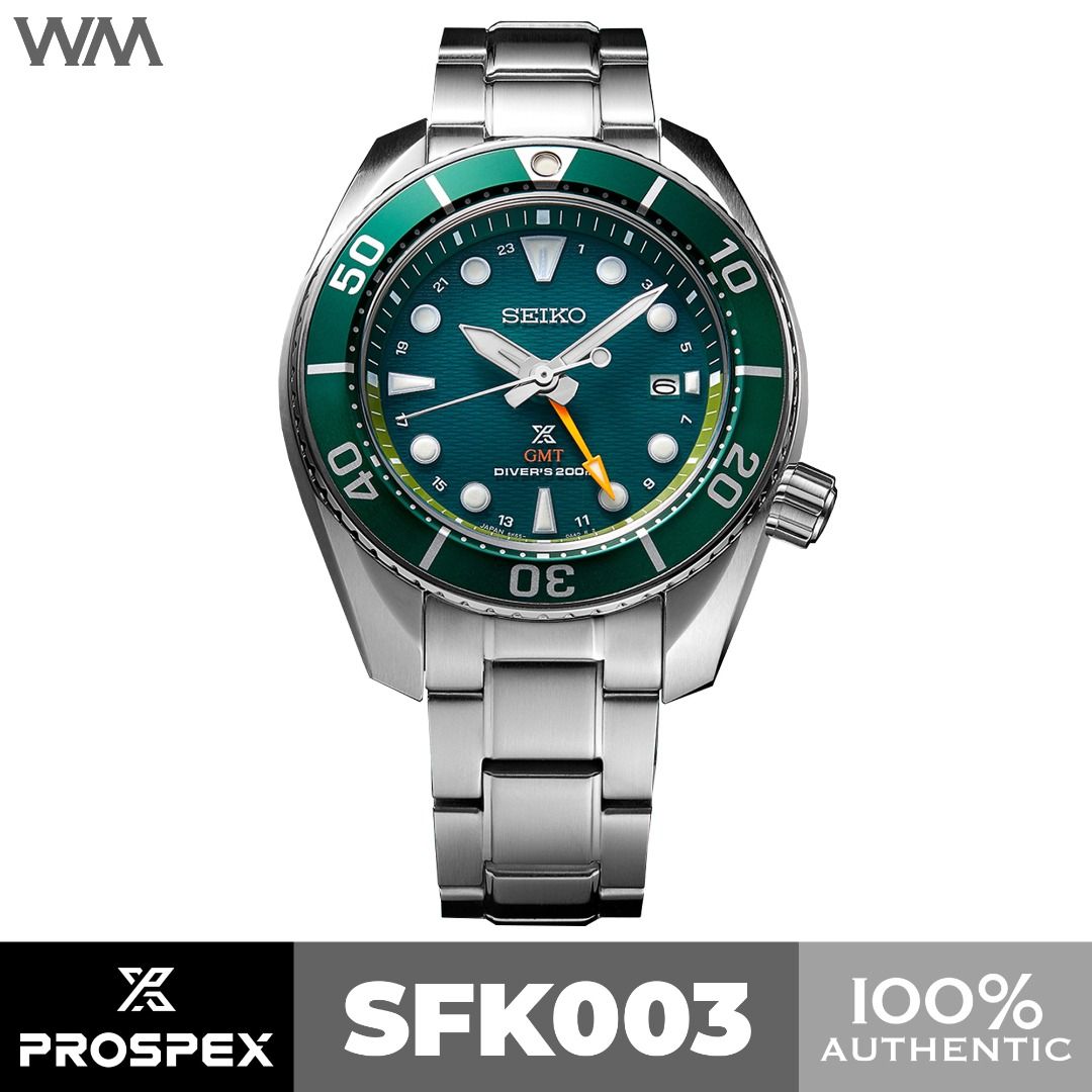 Seiko Prospex Sea Sumo GMT Green Dial Solar Stainless Steel Watch ...