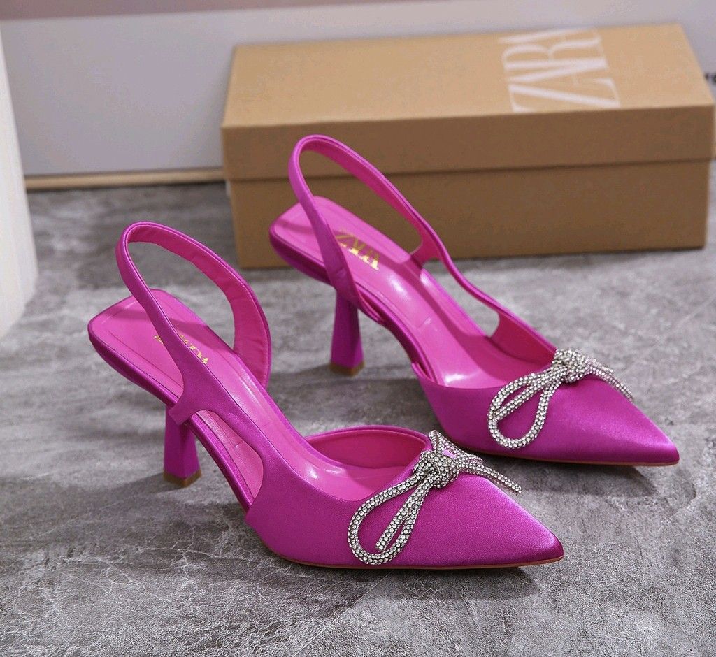 Ankle Strap Pink Zara Shoes Zara Pink Heeled Fabric Slingback Size