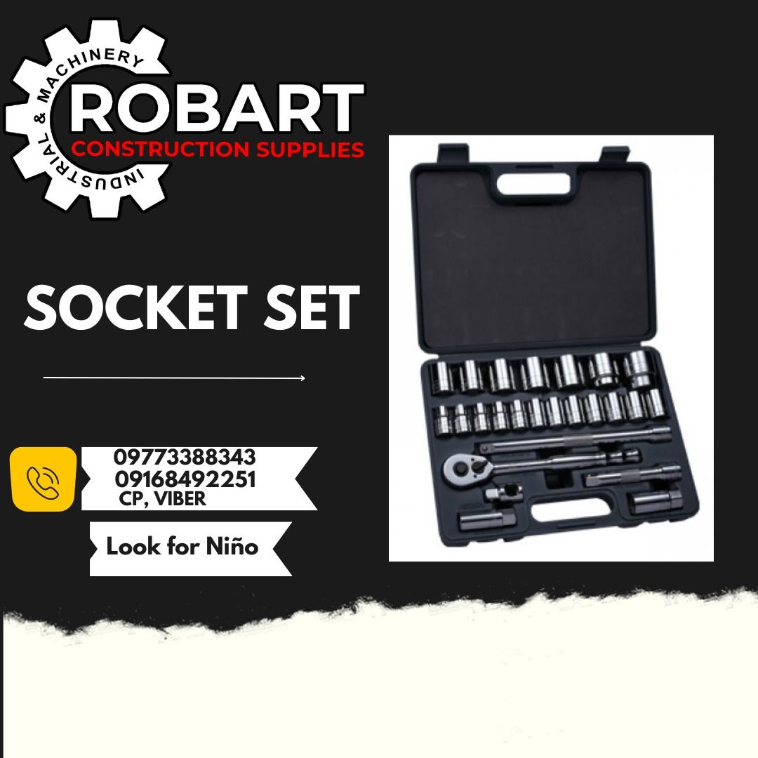 SOCKET SET Blue-Point (Category: Construction Tools & Equipment) located in Manila. Submitted by ninoparede24925 (Listing ID 1216952683, Image 1). Description: SOCKET SET 1/2SD. 6pts. 10-36mm Product code#BLPATSM1225 Contents: Socket 1/2sd. 6pts. 10, 11, 12, 13, 14, 15, 16, 17, 18, 19, 20, 21, 22, 24, 27, 30, 32, 34, 36mm Ext. Bar 5"&10", Ratchet handle,Spark plug socket 16, 21m Sliding Tee, Adaptor. (25pcs/set) - - for faster transaction: look f