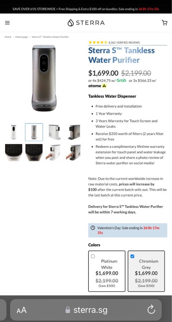 Sterra S Tankless Water Dispenser, TV & Home Appliances, Kitchen