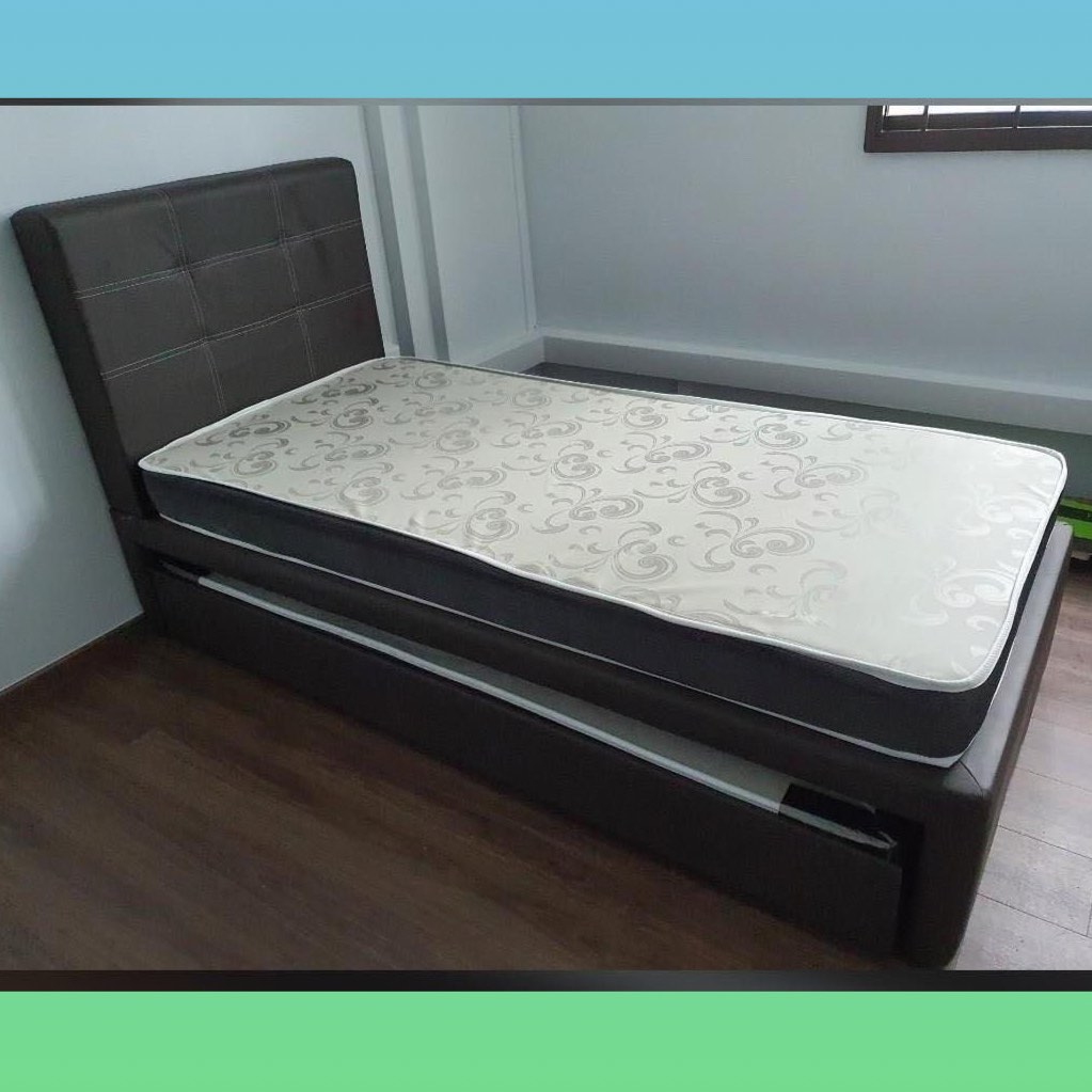 Super single bed frame with pull out bed / single bed with pull out bed