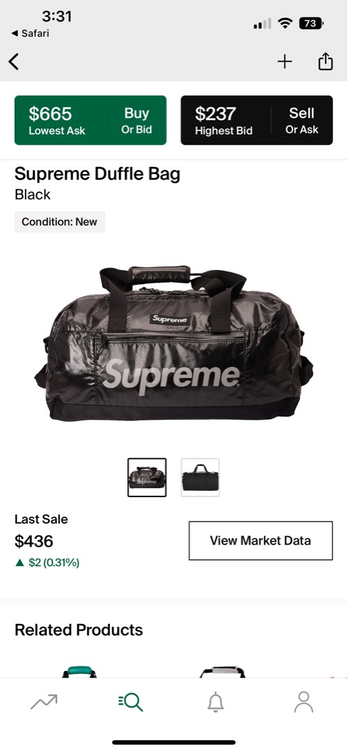 Supreme Duffle Bag SS17 - Black – Grails SF