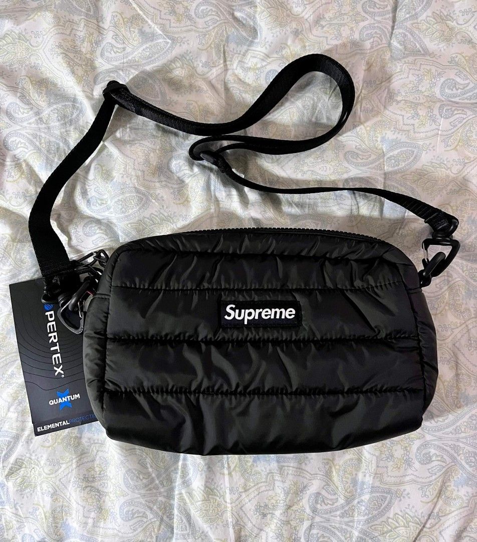 supreme puffer side bag black