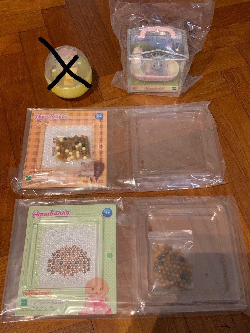 Sylvanian Families gachapon, carry case tabby cat, aquabeads